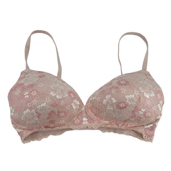 Victorias Secret Supersoft Body Maternity Nursing Wireless Lace Bra Pink sz 36DD - Picture 1 of 9